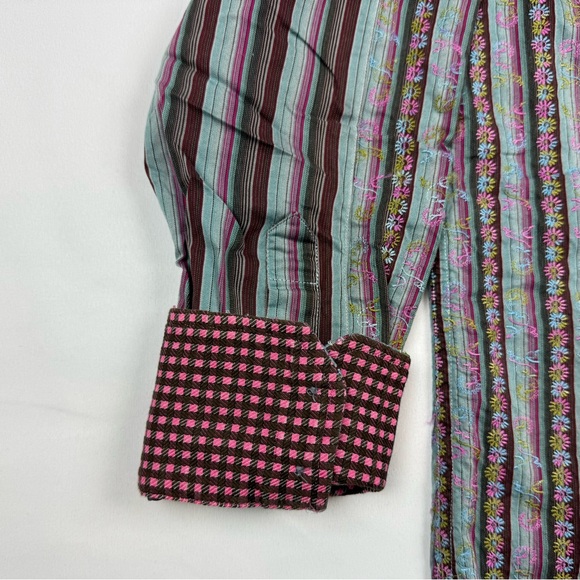 Robert Graham Mens Button Up Shirt XL Striped Flip Contrast Cuff Floral A3 - Picture 5 of 7